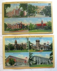 2 Vintage 1940er Leinen Postkarten von Bldgs an der Ohio State University, Columbus, Ohi - Bild 1 von 2