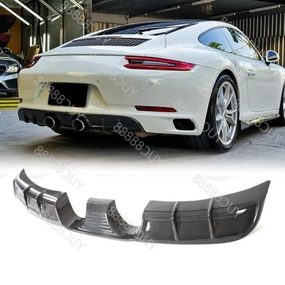 Labio difusor de parachoques trasero de carbono real para Porsche 911 991 Carrera GTS 2016-2018 Foto 1 de 4