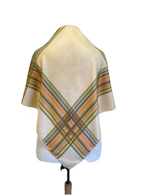 H71# Bufanda Cuadrada 100% Seda Cuadrada a Cuadros Rayas Geométrica Estilo Vintage Foto 1 de 4