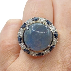 Rarities By Carol Brodie Sterling Silver Labradorite Dome Ring Size 10 Statement - Picture 1 of 15