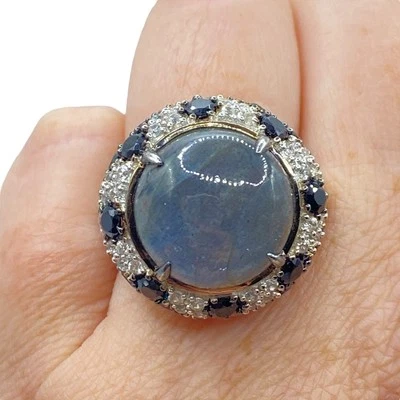 Rarities By Carol Brodie Sterling Silver Labradorite Dome Ring Size 10 Statement - Image 1 of 4