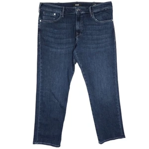 Jeans Mavi Para Hombres 38x32 Azul Mate Relajado Recto Preppy Lavado Oscuro Elastizado Denim - Imagen 1 de 10