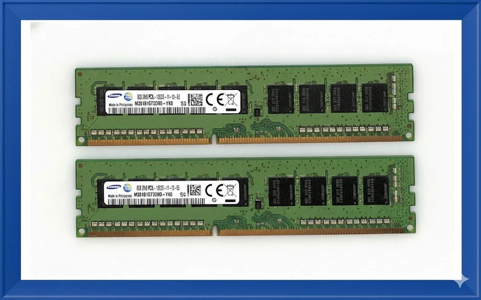 LOT 2X Samsung 8GB DDR3 1600 ECC 2Rx8 PC3L-12800E – M391B1G73QH0-YK0 - Photo 1/1