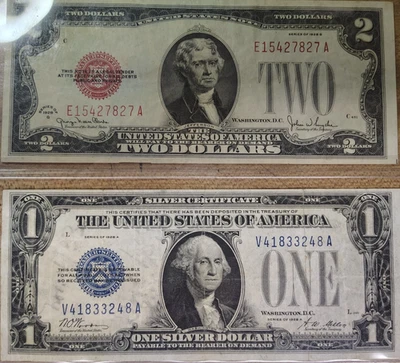 1928 1$ and 2$ bills - Image 1 of 4