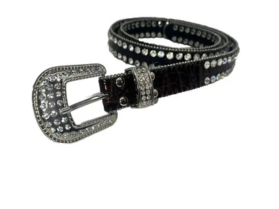 CHRISTINE ALEXANDER коричневый украшенный ремень со стразами средний большой кристаллы - Изображение 1 из 4