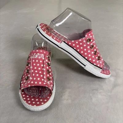 Converse All StarPink Polka Dot Canvas Cut Slides Sandals Women's 8 Men's 6 - Image 1 of 4