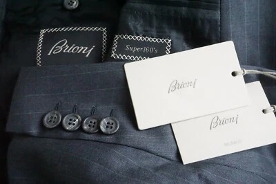 Traje Chaqueta Pantalones Brioni Brunico Theta S160s Lana Gris Rayas 2 Piezas Talla 41R NUEVO Foto 1 de 4