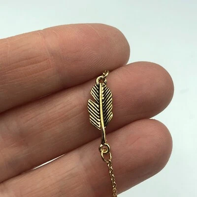 Pulsera Cadena Pluma Tono Dorado Bonita Navidad Retro Boho Festival Hippy Foto 1 de 4