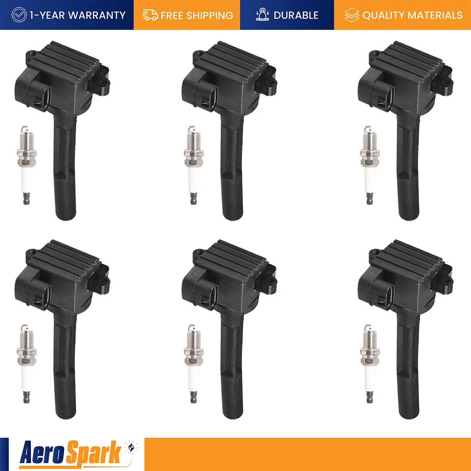 6 Ignition Coil & Platinum Spark Plugs for 1998-1999 Honda Passport 3.2L V6 - Image 1 of 1