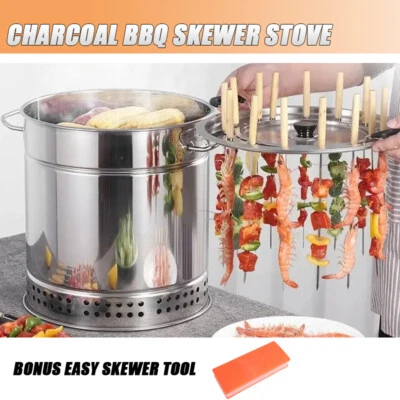Large Camping Outdoor Cooking Stainless Steel Skewer Barrel Grill Charcoal BBQ - image 1 of 4