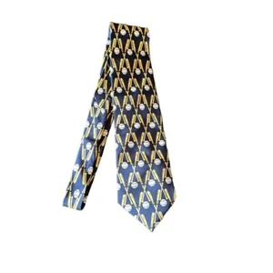Parquet 100% Silk Baseball & Bat Pattern Navy Men's Necktie - Picture 1 of 4