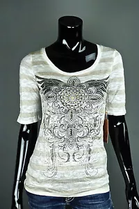 BKE ANGELS AND DIAMONDS CREAM RHINESTONE WING CROSS" AT BUCKLE SINFUL STYLE *101 - Picture 1 of 7