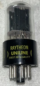 Raytheon 6SN7GTB Black Plate Bottom D-Getter Tall Bottle TV7 Strong RARE - Picture 1 of 4