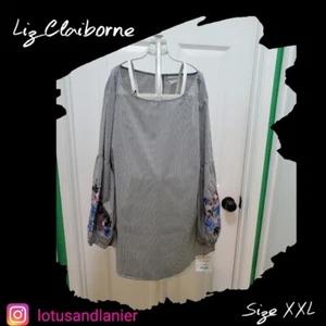 Liz Claiborne Bluse gestreift Blumen Gr. XXL - Bild 1 von 7