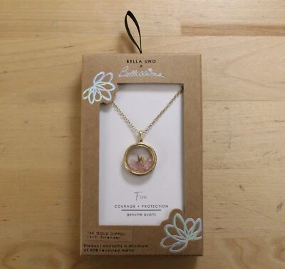 Bella Uno Bellissima 14k Gold Dipped Necklace Fire Quartz Shaker - New - Изображение 1 из 4