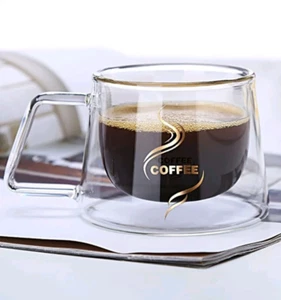 Elegant Double-Wall Glass Cup with Handle -Heat-Resistant, Anti-Scald Coffee Mug - Picture 1 of 8