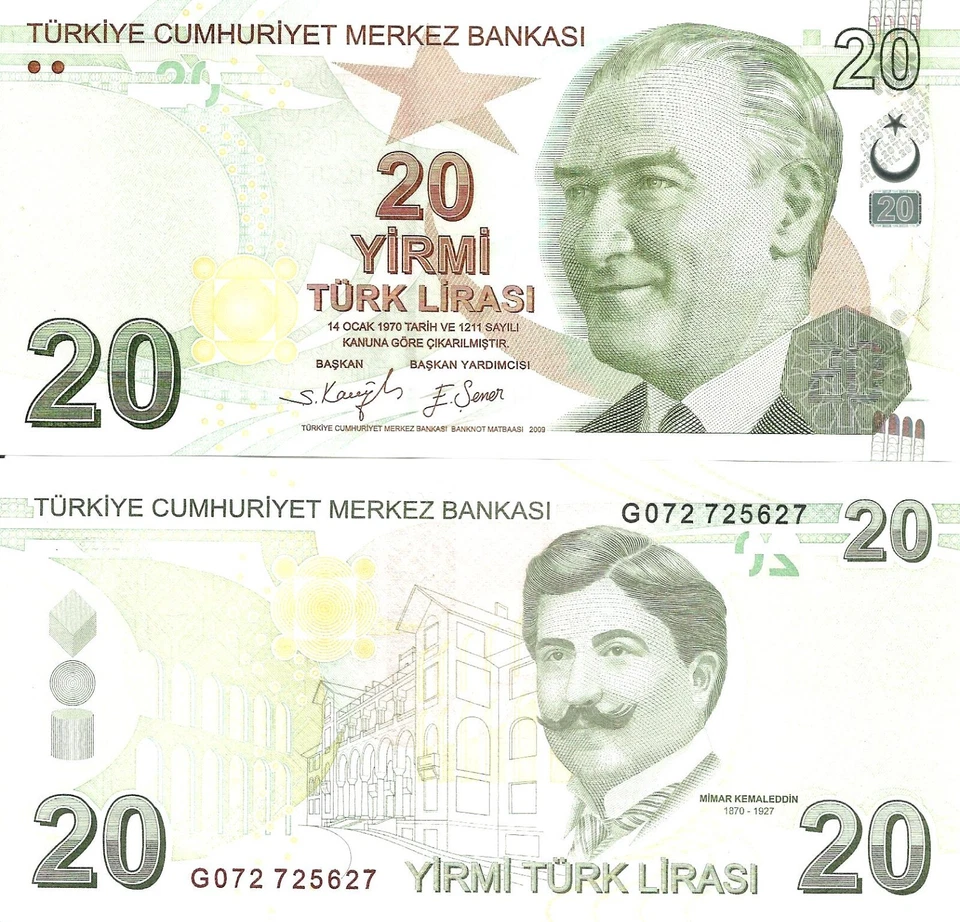 Turkey 20 lire 2009 / [2022] P-224f letter G UNC - Image 1 of 1
