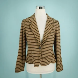 Cartonnier Anthropologie Size Medium M Tan Stripe Spinnaker Button Blazer Jacket - Picture 1 of 7
