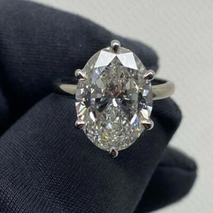 5 kt Ovalschliff VVS1 Moissanit Solitär Verlobungsring 14 K Weißgold vergoldet - Bild 1 von 6