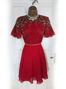 VIRGOS LOUNGE Red Colourful Sequin Embellished Mini Party Dress, size 8 - BNWT - Picture 1 of 7