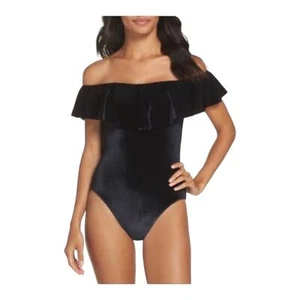 Trina Turk Top Body Gr. 6 schwarz Samt schulterfrei integrierter BH Bandeau  - Bild 1 von 8