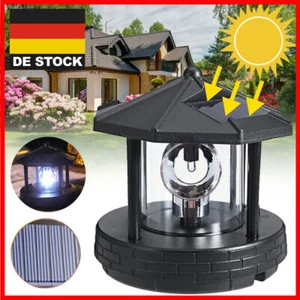 Solar Leuchtturm LED 360° Drehbar Garten Licht Solarlampe Landschaftslampe Deko - Bild 1 von 13