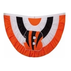 CINCINNATI BENGALS PLEATED BUNTING FAN FLAGS Single Sided Heavy Duty 51"x27" - Picture 1 of 2