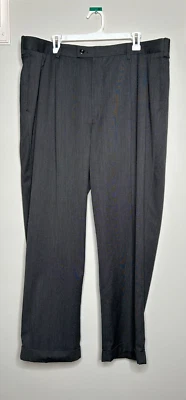 Alan Flusser Mens Dress Pants Pleated Gray 40 x 30 Career Work Wear Office Foto 1 de 4