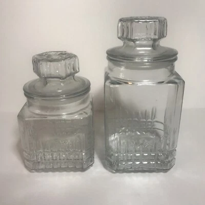 Tarro de vidrio transparente Koeze's vintage boticario bote de cocina con par de tapas de sellado Foto 1 de 4