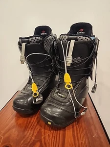 Burton SUPREME Heated Black/White Leather Snowboard Boots Woman Size 8 Excellent - Picture 1 of 20
