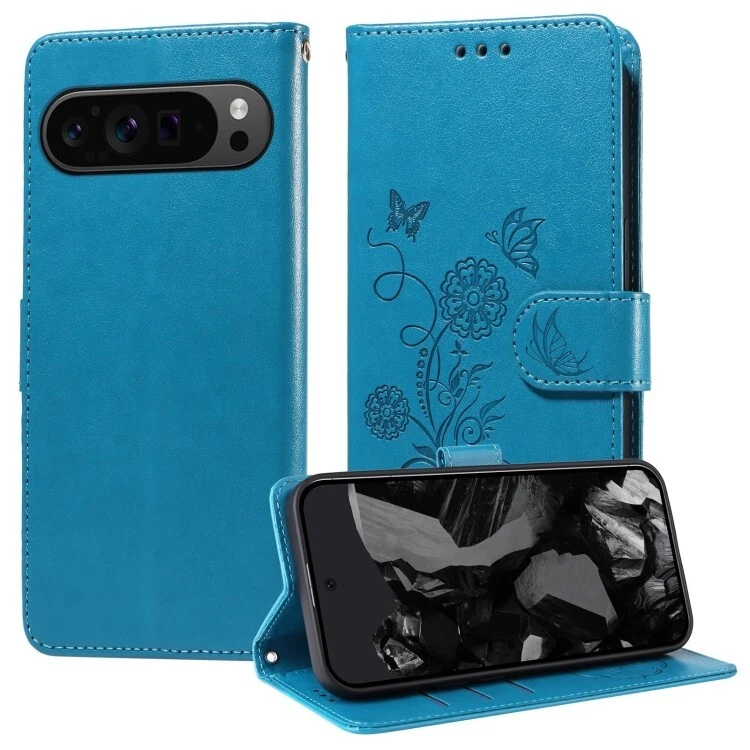 For Google Pixel 9 Pro XL Embossed Butterfly Flowers Leather Phone Shell - Image 1 of 1