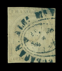 Spanish PHILIPPINES 1854 Queen Isabella II 1r slate Scott 4a used  "BAUCAN" cxl  - Picture 1 of 2