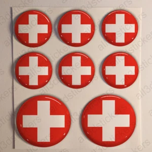 Switzerland Stickers Air Force Roundel Cockade 3D Adhesive Flag Resin Domed - Imagen 1 de 1