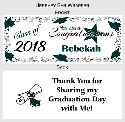 12 ENVOLTORIOS DE BARRA DE CARAMELO FAVORES DE GRADUACIÓN ENVOLTORIOS DE BARRA DE HERESHEY  Foto 1 de 4