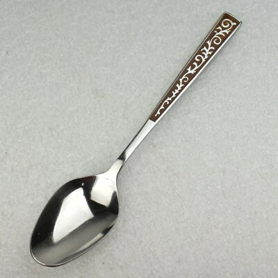 De colección Oleans Plata Inoxidable Japón Cuchara Sopa Madera Vid Incrustación Mango Foto 1 de 4