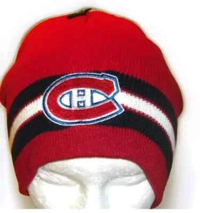 Montreal Canadiens Mens Red Beanie Stripe Winter Hat Cap New Nhl Hockey - Picture 1 of 2