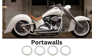 18 inch Motorbike rims Portawalls White wall Trim. White Wall Sidewall Set of 4. - Foto 1 di 4