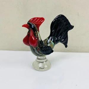 Vtg Hand Blown Art Glass Small Rooster Figurine - Picture 1 of 8