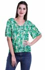 Moomaya Womens Printed Rayon V-Neck Top Short Sleeve Summer Clothing-jPJ