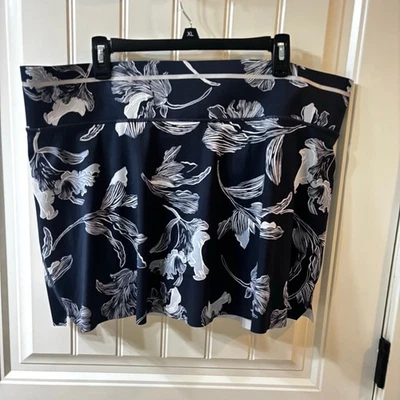 Mujer Athleta Azul Marino Blanco Floral Skort XL Golf, Pickleball, Tenis Foto 1 de 4