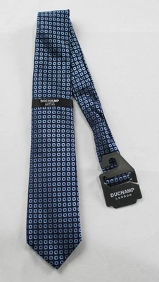 Corbata DUCHAMP London para hombre azulejo floral 100 % seda SV3 azul talla única nueva con etiquetas Foto 1 de 4