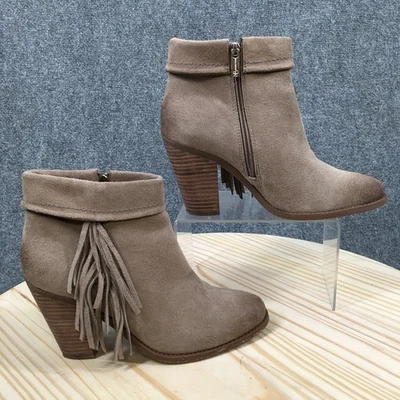 Jessica Simpson Botas Mujer 9.5 M Callaghan Botín Cuero Marrón Flecos Foto 1 de 4