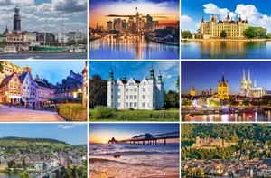 Postkartenset Deutschland Bilder Fotos Hamburg Schwerin Nürnberg Köln Heidelberg - Bild 1 von 10