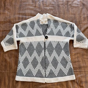 Women's L.O.G.G. Cardigan Sweater Size L Cream Beige Black Wool Alpaca Blend - Picture 1 of 6