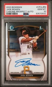 Bowman Chrome Jase Bowen 2023 #CPA-JBN 1st Bowman Auto PSA 10 gemas como nuevo Piratas - Imagen 1 de 2