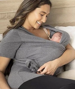 Kindred Bravely Organic Cotton Skin to Skin Short Sleeve Wrap Top NWT Large - Picture 1 of 5