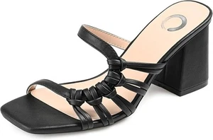 Journee Collection Women's Emory Open Square Block Heel Sandals, Black Size 9M - Picture 1 of 4