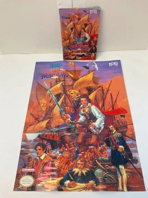 SNES *Uncharted Waters New Horizons* Super Nintendo **Map/Poster & Manual Only** - Image 1 of 4