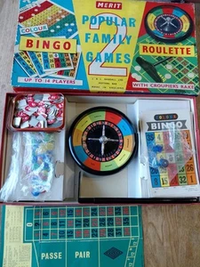 VINTAGE MERIT POPULAR FAMILY GAMES BINGO AND ROULETTE VGC - Picture 1 of 6