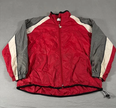 Chaqueta cortavientos Wilson vintage para hombre grande roja de nailon pista de tenis con cremallera Foto 1 de 4